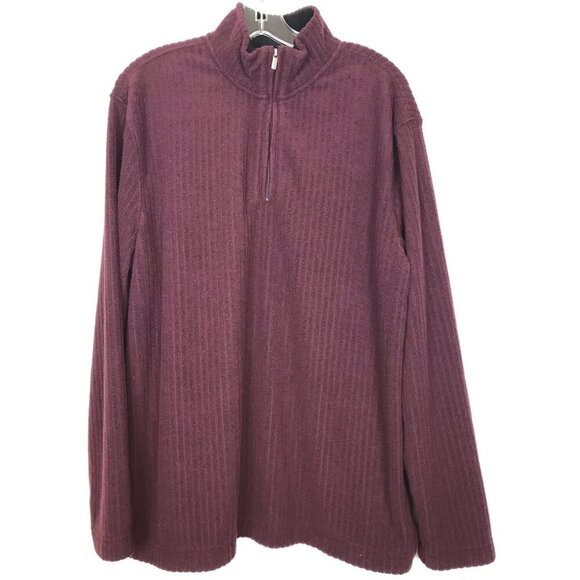 Concepts By Claiborne Mens Large Long Sleeve Half Zip Pullover Maroon Sweater - Picture 2 of 6